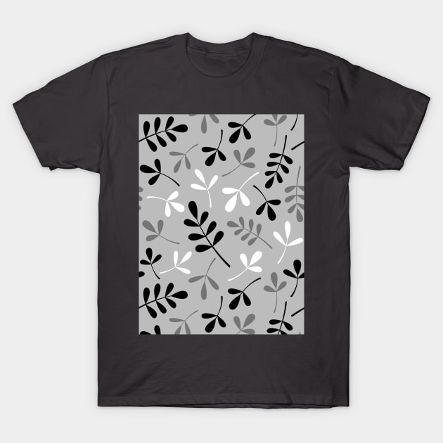 Assorted Leaf Silhouettes BW & Grays T-Shirt by NataliePaskell